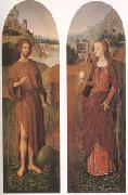 Hans Memling John the Baptist and st mary magdalen wings of a triptych (mk05) oil on canvas